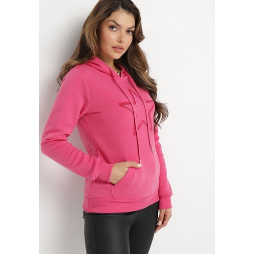 Różowa Bluza Ocieplana z Nadrukiem Grolla ze sklepu Born2be Odzież w kategorii Bluzy damskie - zdjęcie 164881608