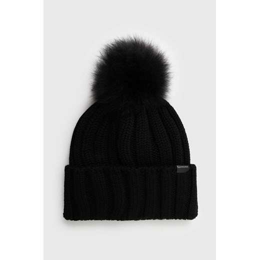 Woolrich czapka wełniana kolor czarny wełniana ze sklepu PRM w kategorii Czapki zimowe damskie - zdjęcie 164882767