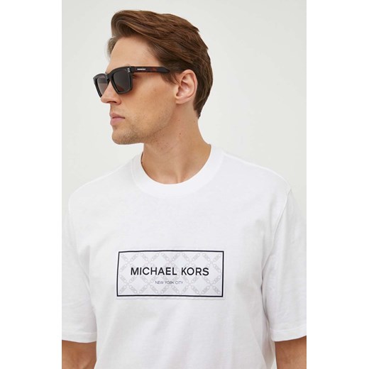 Michael Kors t-shirt bawełniany męski kolor biały z aplikacją ze sklepu ANSWEAR.com w kategorii T-shirty męskie - zdjęcie 164883116