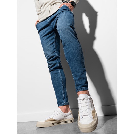 Spodnie męskie jeansowe SKINNY FIT - niebieskie P937 L wyprzedaż ombre
