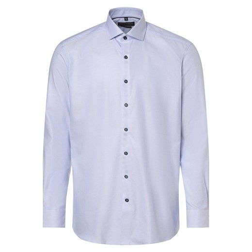 Finshley & Harding Koszula męska Mężczyźni Modern Fit Bawełna biały wypukły wzór tkaniny ze sklepu vangraaf w kategorii Koszule męskie - zdjęcie 164889226