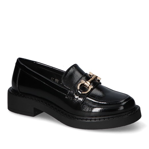 Mokasyny Sergio Leone BT196 Czarne lakier/Złote ze sklepu Arturo-obuwie w kategorii Mokasyny damskie - zdjęcie 164890505