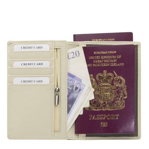 Portfel podróżny na karty zbliżeniowe oraz paszport biometryczny (Kremowy) Koruma Uniwersalny Koruma ID Protection