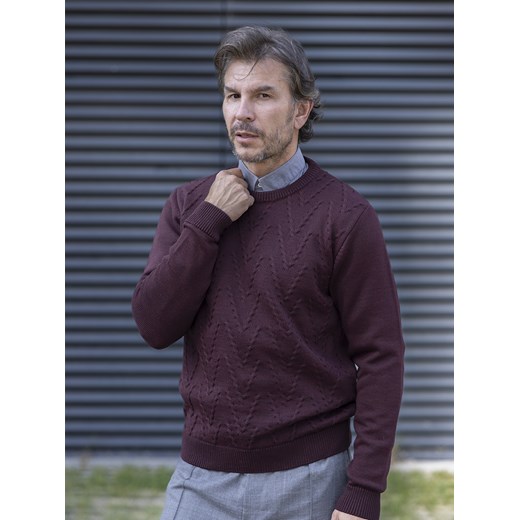 Sweter męski - wełna merino - Stefano - śliwka - M ze sklepu Swetry Lasota w kategorii Swetry męskie - zdjęcie 164891175