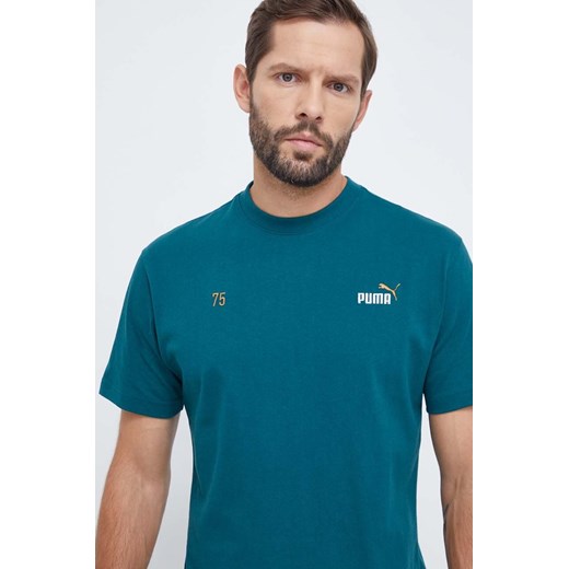 Puma t-shirt bawełniany męski kolor zielony z nadrukiem ze sklepu ANSWEAR.com w kategorii T-shirty męskie - zdjęcie 164892939