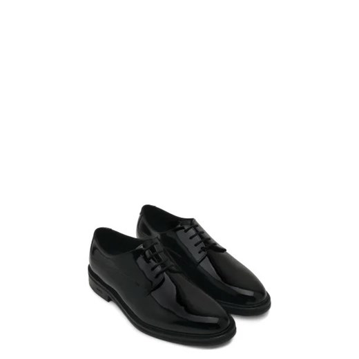 Buty eleganckie męskie BOSS HUGO czarne wiązane z tworzywa sztucznego wiosenne 