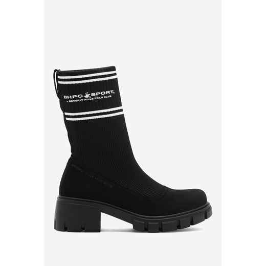 Botki BEVERLY HILLS POLO CLUB czarne bez zapięcia na obcasie 