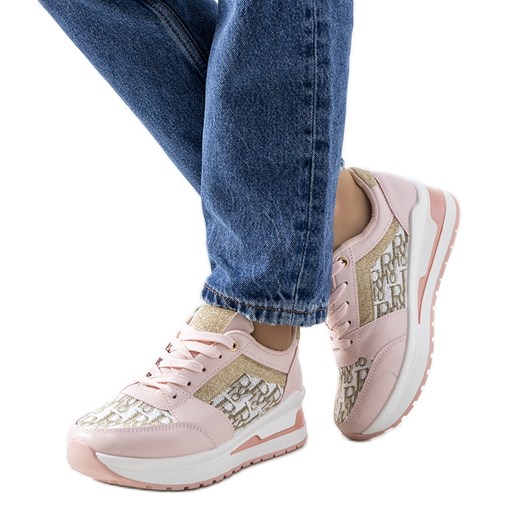 Różowe sneakersy Aloisia ze sklepu ButyModne.pl w kategorii Buty sportowe damskie - zdjęcie 164910387