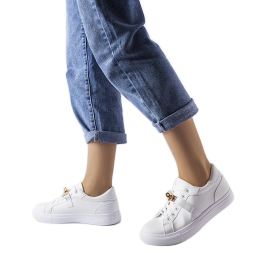 Biało złote sneakersy 2JO-YD41633-01 Gold białe ze sklepu ButyModne.pl w kategorii Trampki damskie - zdjęcie 164911948