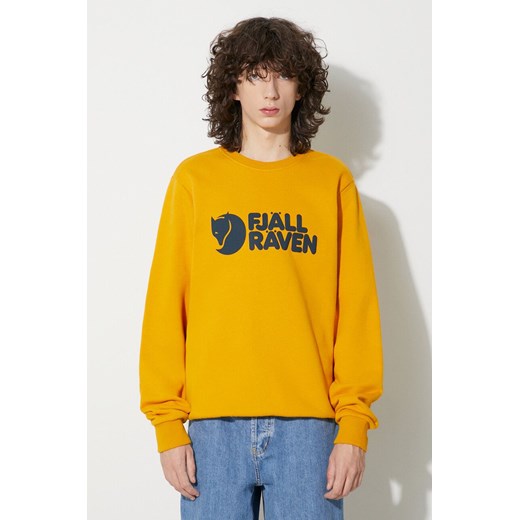 Fjallraven bluza bawełniana męska kolor żółty z nadrukiem ze sklepu ANSWEAR.com w kategorii Bluzy męskie - zdjęcie 164924575