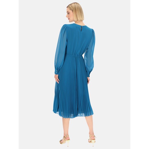Niebieska elegancka sukienka z plisowanym dołem Potis & Verso Agnes Potis & Verso 40 Eye For Fashion