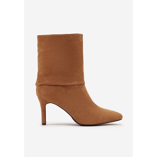 Brązowe Botki na Szpilce z Wywiniętą Cholewką Mathea 41 born2be.pl wyprzedaż
