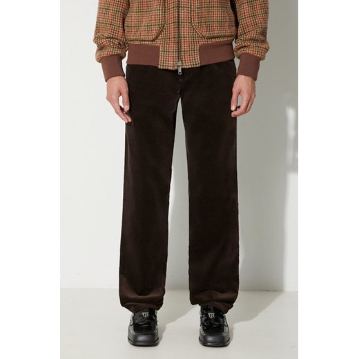 Norse Projects spodnie sztruksowe Aros kolor brązowy proste ze sklepu PRM w kategorii Spodnie męskie - zdjęcie 164931959