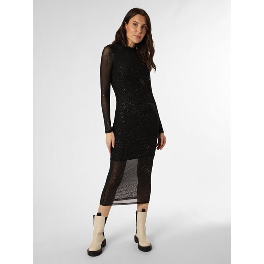 HUGO Sukienka damska Kobiety Sztuczne włókno czarny jednolity ze sklepu vangraaf w kategorii Sukienki - zdjęcie 164935187