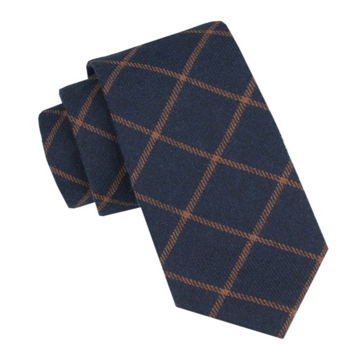 Wełniany Krawat - Alties - Granat, Brązowy Wzór KRALTS0988 ze sklepu JegoSzafa.pl w kategorii Krawaty - zdjęcie 164935766