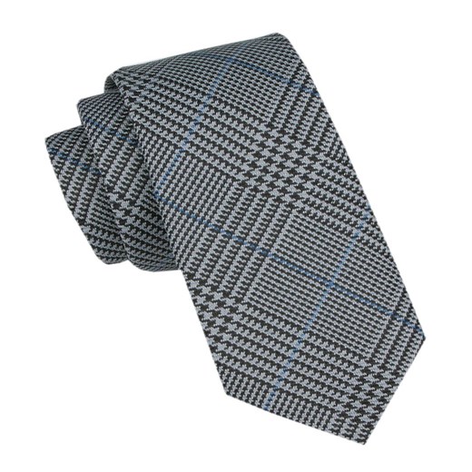 Wełniany Krawat - Alties - Popielato-Niebieska Kratka KRALTS0997 ze sklepu JegoSzafa.pl w kategorii Krawaty - zdjęcie 164935796