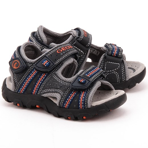 GEOX Junior Strada - Granatowe Ekoskórzane Sandały Dziecięce - J4224A 0CE14 C0659 mivo szary sandały