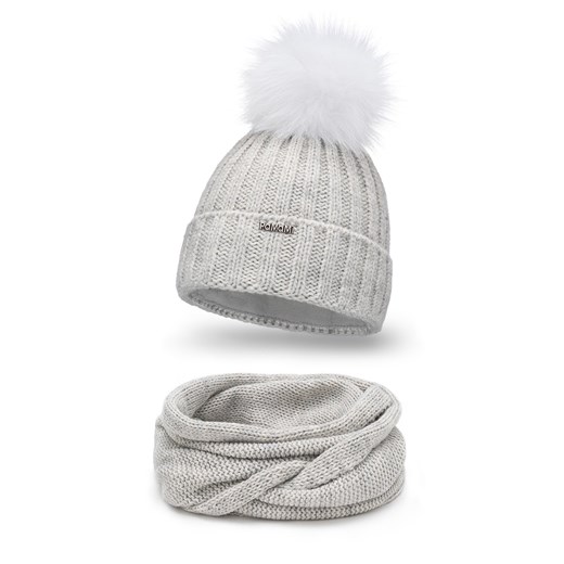 Zimowy komplet damski w kolorze off-white - czapka i komin Pamami Uniwersalny PaMaMi