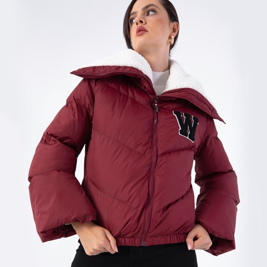 Damska kurtka oversizowa z kołnierzem podszytym sztucznym barankiem ciemnoczerwona ze sklepu WITTCHEN w kategorii Kurtki damskie - zdjęcie 164953096