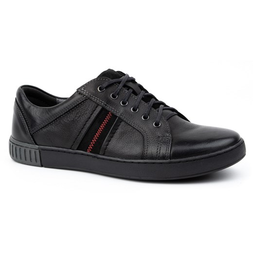 Buty męskie skórzane casual POLSKIE Trampki 29KAM Czarne ze sklepu butyolivier w kategorii Półbuty męskie - zdjęcie 164953857