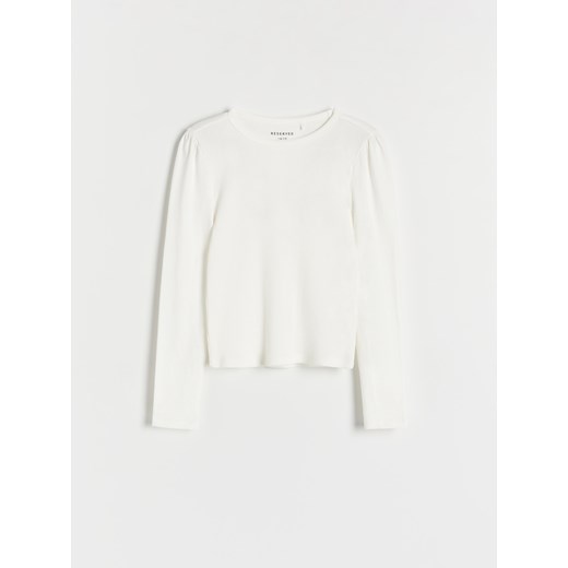 Reserved - Koszulka z bufkami - złamana biel ze sklepu Reserved w kategorii Bluzki dziewczęce - zdjęcie 164953928