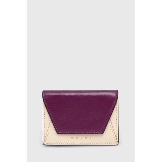 Marni portfel skórzany damski kolor fioletowy ze sklepu PRM w kategorii Portfele damskie - zdjęcie 164954456