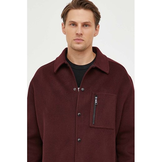 The Kooples kurtka koszulowa kolor bordowy przejściowa ze sklepu ANSWEAR.com w kategorii Kurtki męskie - zdjęcie 165004655