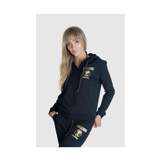 MOSCHINO SWIM Bluza z kapturem czarna damska, Rozmiar XS ze sklepu outfit.pl w kategorii Bluzy damskie - zdjęcie 165007247