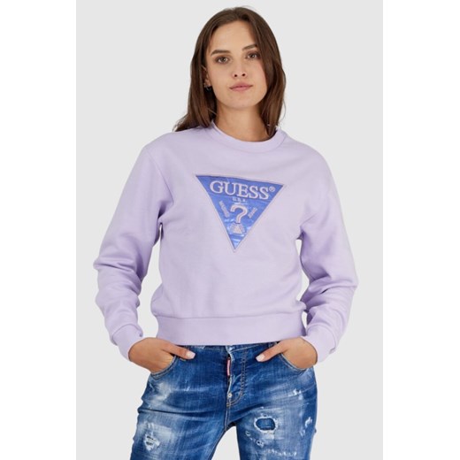 GUESS Fioletowa bluza damska z wyszywanym logo, Rozmiar XL ze sklepu outfit.pl w kategorii Bluzy damskie - zdjęcie 165007346