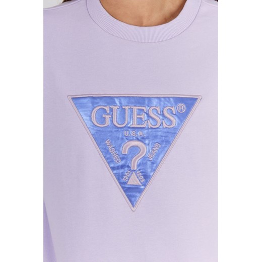 GUESS Fioletowa bluza damska z wyszywanym logo, Rozmiar XS Guess XS okazyjna cena outfit.pl