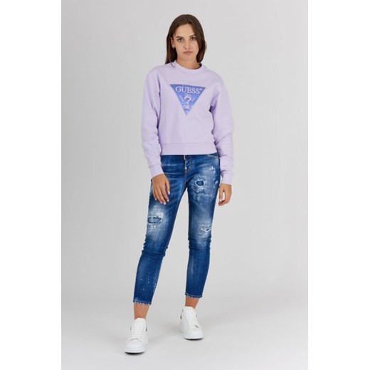 GUESS Fioletowa bluza damska z wyszywanym logo, Rozmiar XS Guess L outfit.pl promocja