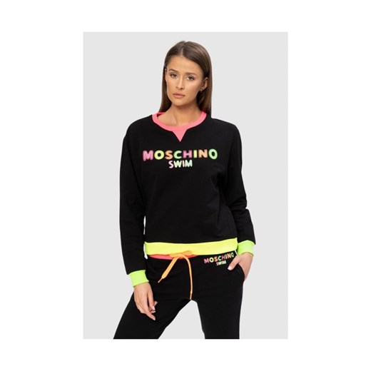 MOSCHINO Czarna bluza z neonowym logo, Rozmiar XS ze sklepu outfit.pl w kategorii Bluzy damskie - zdjęcie 165007486