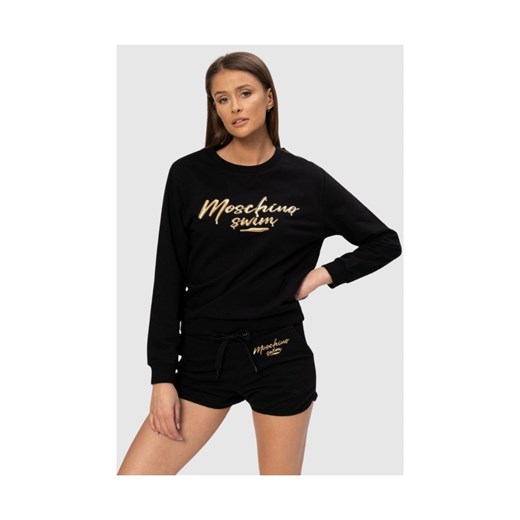 MOSCHINO Czarna bluza ze złotym logo, Wybierz rozmiar M ze sklepu outfit.pl w kategorii Bluzy damskie - zdjęcie 165007499