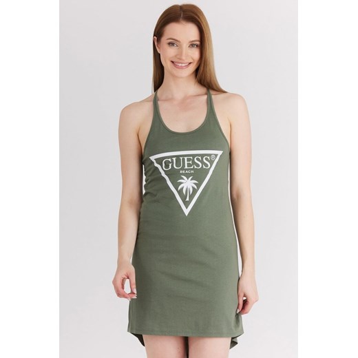 GUESS Zielona sukienka z trójkątnym logo, Rozmiar S ze sklepu outfit.pl w kategorii Sukienki - zdjęcie 165007517