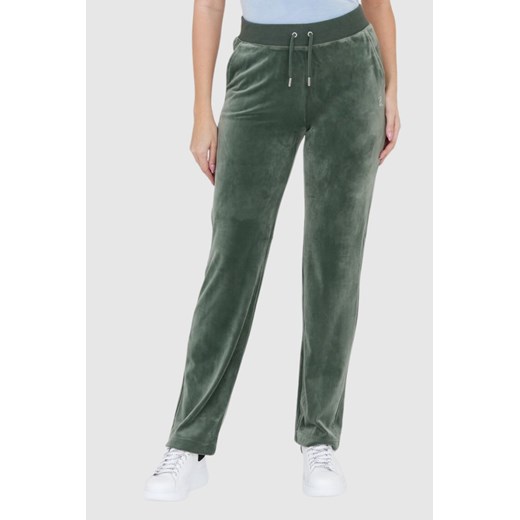 JUICY COUTURE Welurowe zielone spodnie dresowe diamante bottoms, Wybierz rozmiar S ze sklepu outfit.pl w kategorii Spodnie damskie - zdjęcie 165007815