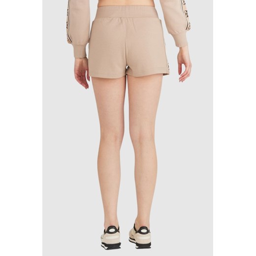 GUESS Beżowe szorty damskie z lampasami w logo, Rozmiar L Guess M wyprzedaż outfit.pl