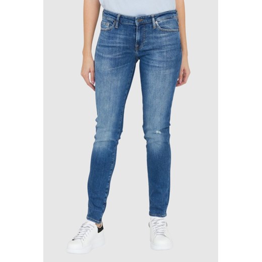 7 FOR ALL MANKIND Błękitne jeansy damskie Z PRZETARCIEM PYPER SLIM ILLUSION OUTLINE, Rozmiar 26 ze sklepu outfit.pl w kategorii Jeansy damskie - zdjęcie 165008225