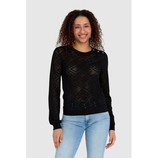 GUESS Czarny sweterek dzianinowy w monogram guess, Rozmiar S ze sklepu outfit.pl w kategorii Swetry damskie - zdjęcie 165008278