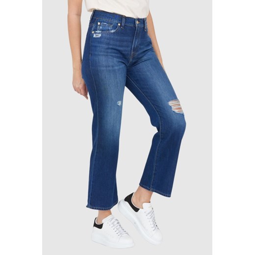 7 FOR ALL MANKIND Granatowe jeansy z rozszerzoną nogawką Riley Ankle Boot, Rozmiar 26 ze sklepu outfit.pl w kategorii Jeansy damskie - zdjęcie 165008327