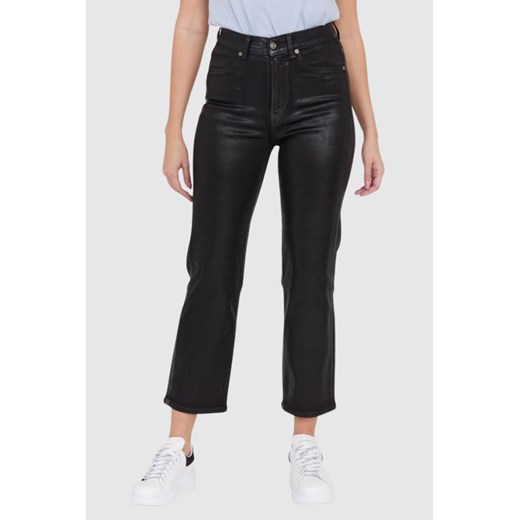 7 FOR ALL MANKIND Czarne błyszczące spodnie damskie Logan Stovepipe Supshicoa, Rozmiar 27 ze sklepu outfit.pl w kategorii Spodnie damskie - zdjęcie 165008337