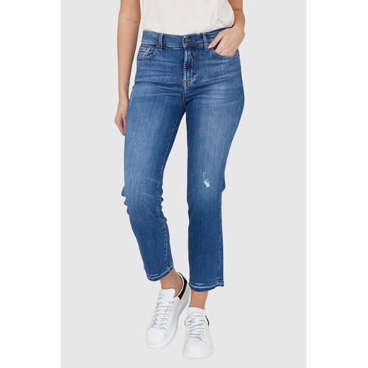 7 FOR ALL MANKIND Niebieskie jeansy z przetarciami i szeroką nogawką THE STRAIGHT CROP SLIM ILLUSION Outline, Rozmiar 26 ze sklepu outfit.pl w kategorii Jeansy damskie - zdjęcie 165008355