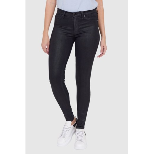 7 FOR ALL MANKIND Woskowane czarne jeansy w odcieniu niebieskim HW SKINNY COATED SLIM ILLUSION, Rozmiar 26 ze sklepu outfit.pl w kategorii Jeansy damskie - zdjęcie 165008376
