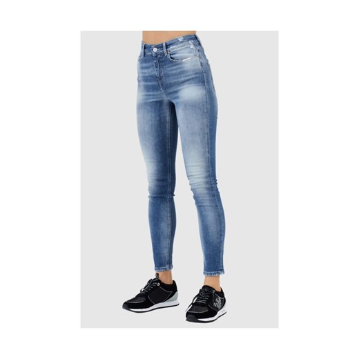 GUESS Niebieskie jeansy damskie z wysokim stanem, Wybierz rozmiar 25/29 ze sklepu outfit.pl w kategorii Jeansy damskie - zdjęcie 165008405