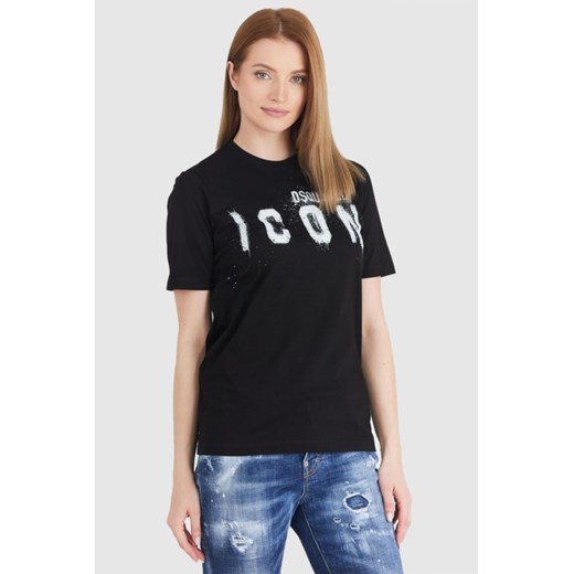 DSQUARED2 Czarny t-shirt damski icon spray, Wybierz rozmiar S ze sklepu outfit.pl w kategorii Bluzki damskie - zdjęcie 165008609