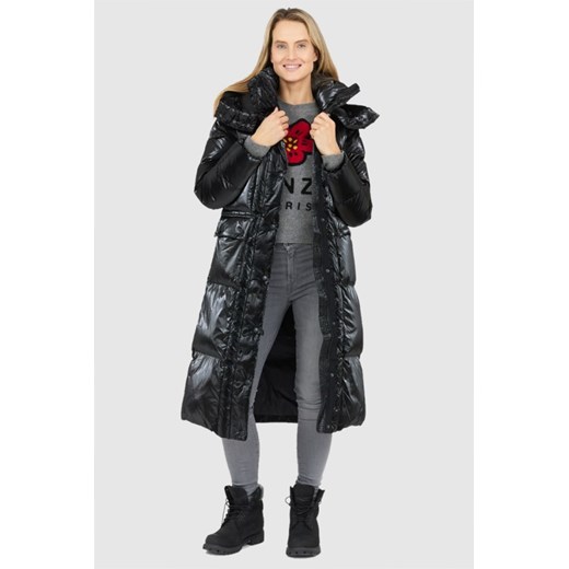 BLAUER Czarny puchowy płaszcz naomi z odpinanym kapturem, Rozmiar L ze sklepu outfit.pl w kategorii Płaszcze damskie - zdjęcie 165008668