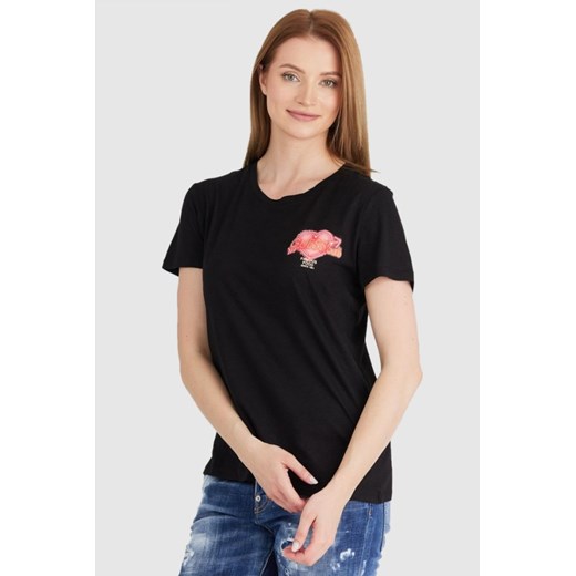 GUESS Czarny t-shirt damski z kolorowym printem, Wybierz rozmiar M ze sklepu outfit.pl w kategorii Bluzki damskie - zdjęcie 165008847