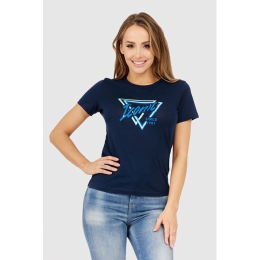 GUESS Granatowy t-shirt damski iconic, Rozmiar S ze sklepu outfit.pl w kategorii Bluzki damskie - zdjęcie 165008908