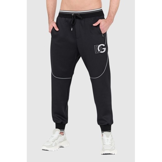 DOLCE & GABBANA Czarne spodnie dresowe z dużym logo, Rozmiar 48 ze sklepu outfit.pl w kategorii Spodnie męskie - zdjęcie 165009005