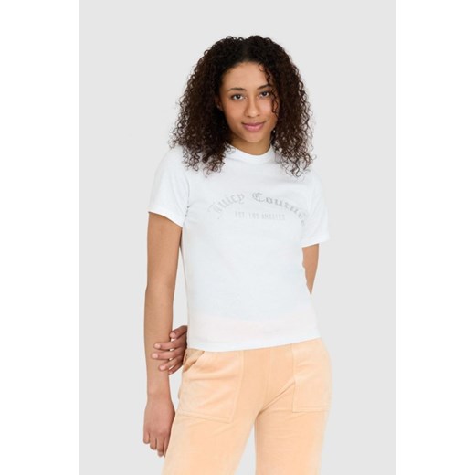 JUICY COUTURE Biały t-shirt damski z diamentowym logo, Rozmiar S ze sklepu outfit.pl w kategorii Bluzki damskie - zdjęcie 165009147