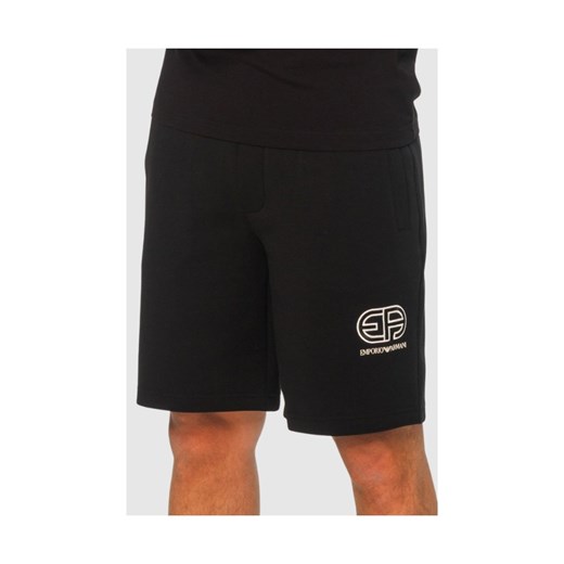 EMPORIO ARMANI Czarne bawełniane szorty z wyszywanym logo, Rozmiar S ze sklepu outfit.pl w kategorii Spodenki męskie - zdjęcie 165009466
